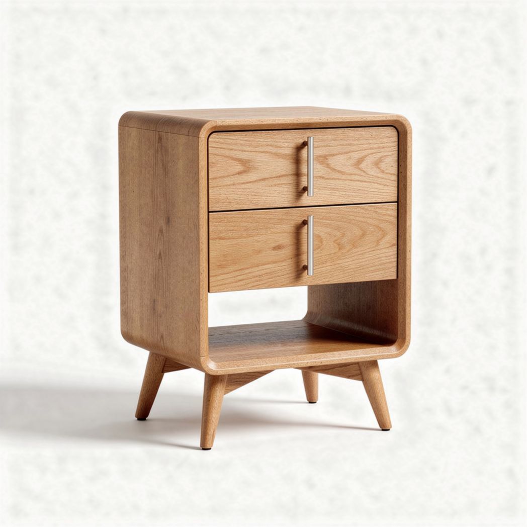 Table de chevet en bois avec deux tiroirs et espace ouvert 40 x 40 x 50cm