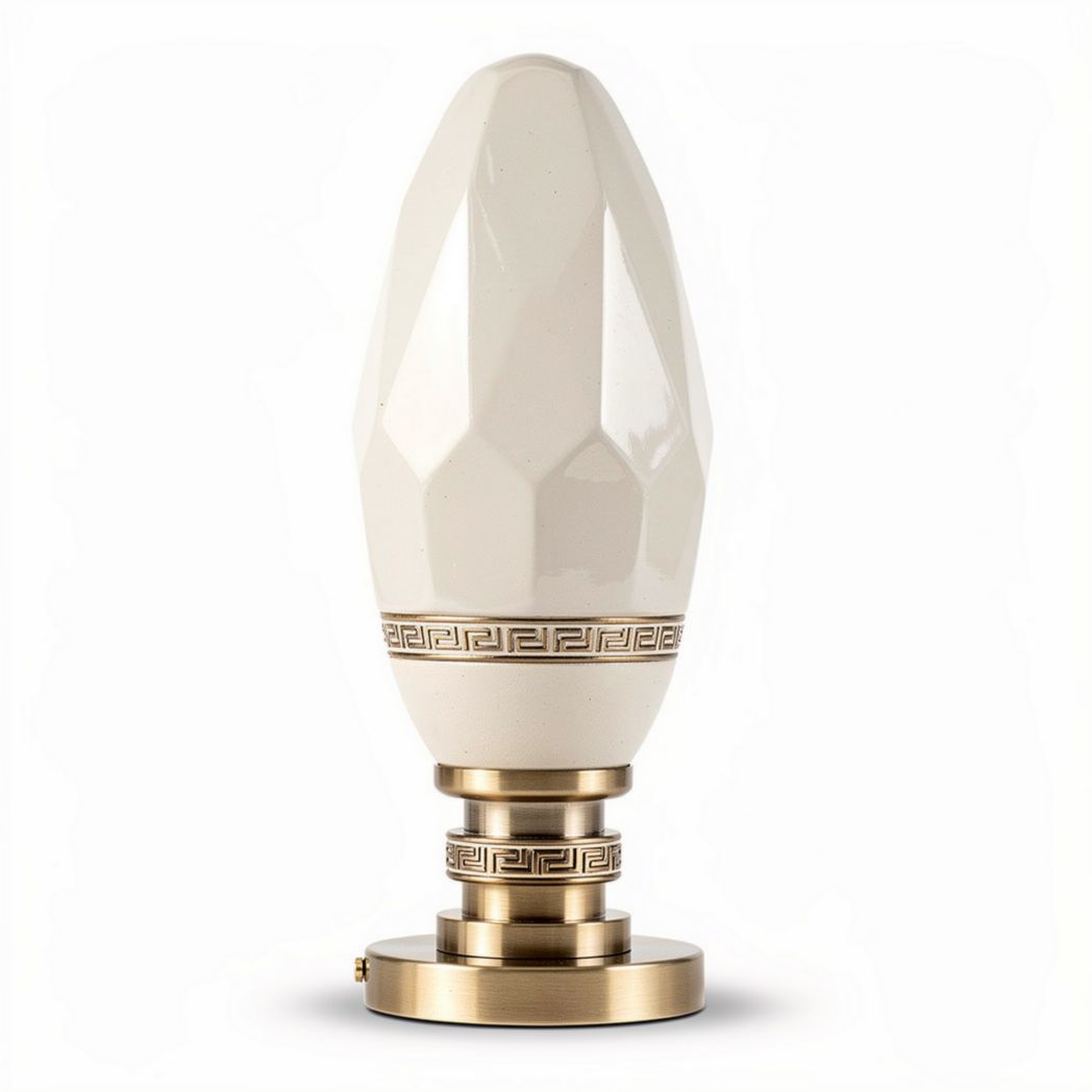 Lampe moderne en céramique blanche avec socle en métal doré 10 x 10 x 25cm