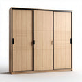 Armoire coulissante en bois de chêne 150 x 50 x 200cm avec designs graphiques