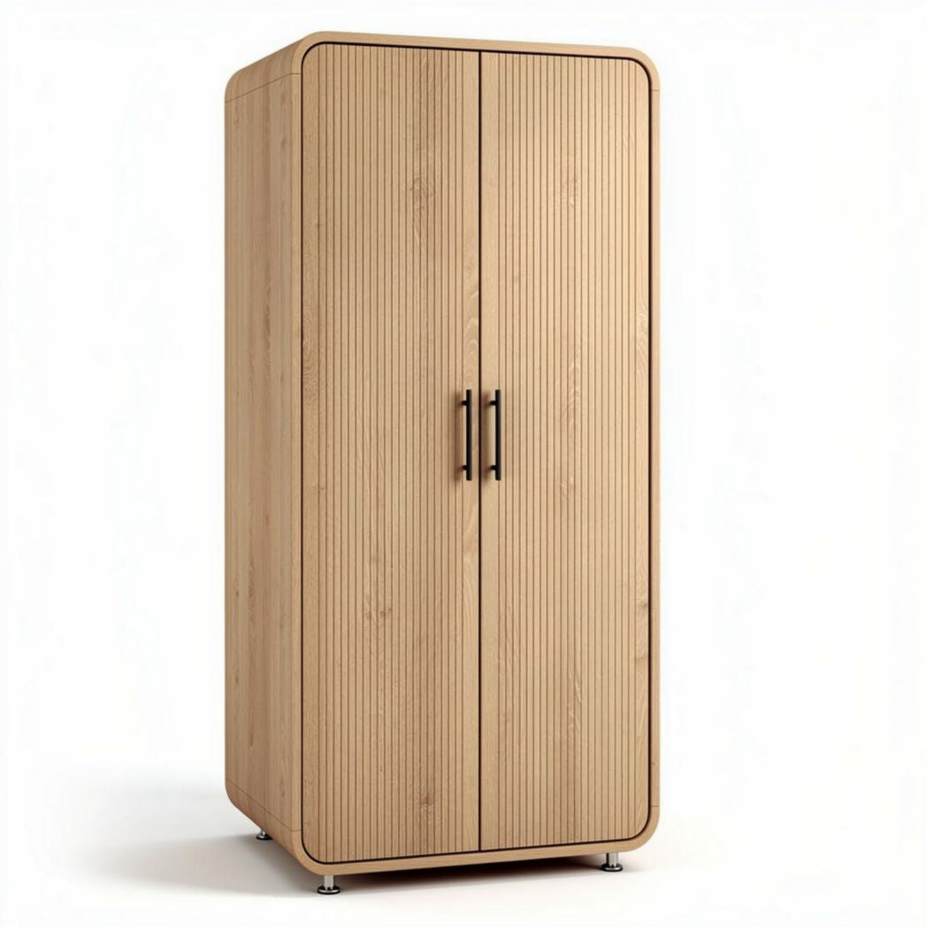 Armoire en bois de 70 x 40 x 180cm avec portes coulissantes et finition naturelle