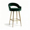Tabouret de bar en velours vert avec pieds en métal doré 50 x 50 x 110cm