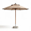 Parasol en toile beige avec structure en bois pour jardin 300 x 300 x 250cm