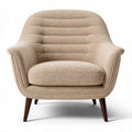 Fauteuil moderne en tissu beige avec pieds en bois de 80 x 80 x 85cm