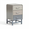 Meuble de rangement à 3 tiroirs en métal et MDF 45 x 40 x 70cm gris et beige