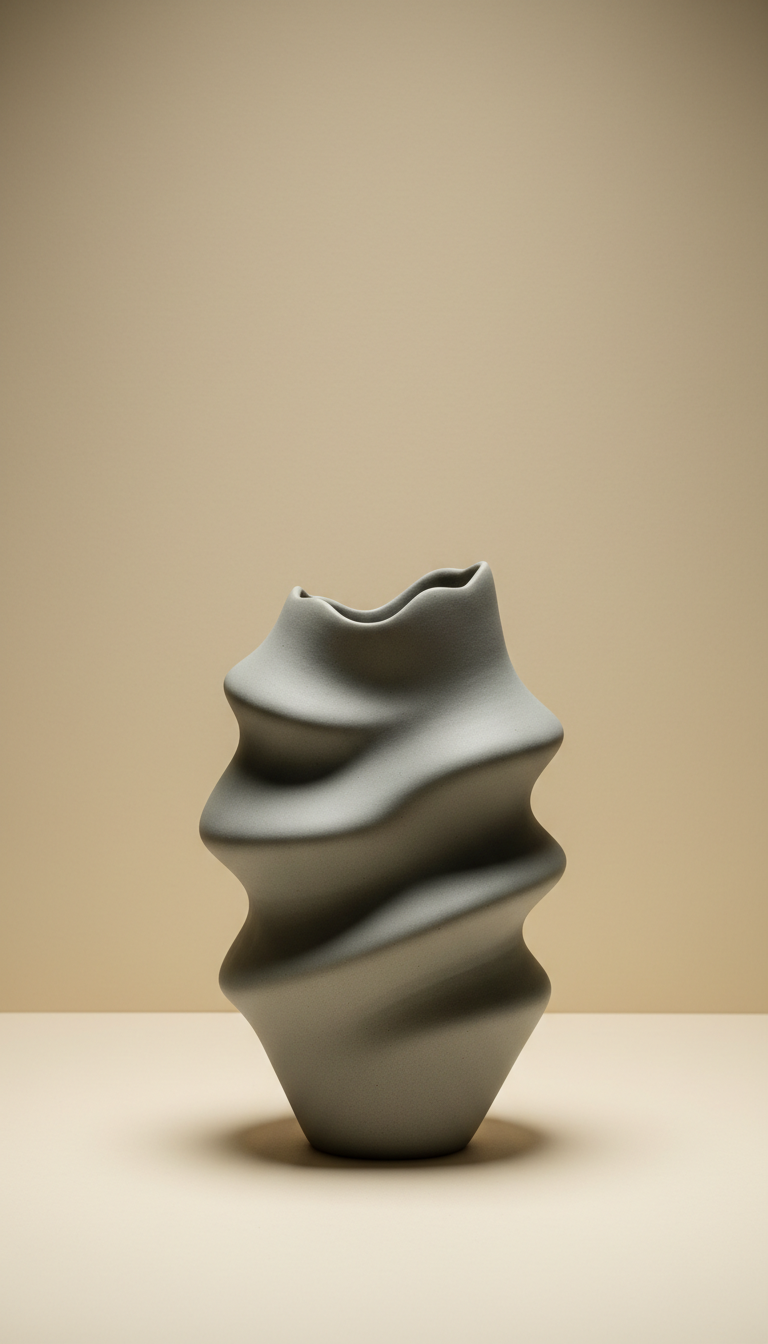 vase sculptural gris mousse